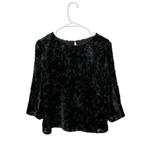 NWOT Talbots Floral Velvet Burnout Top Size Medium Petite $168 3/4 Sleeves